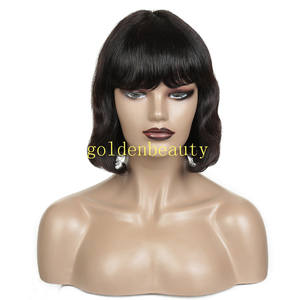 <span class=keywords><strong>Mi</strong></span>-longueur couleur naturelle Bob perruque péruvienne Remy <span class=keywords><strong>cheveux</strong></span> pleine machine faite <span class=keywords><strong>avec</strong></span> Bang <span class=keywords><strong>cheveux</strong></span> brésiliens pour les femmes - Product Image 3