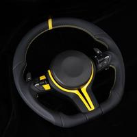 Volant de direction jaune avec marqueur central, noir, à fond plat, pour une meilleure adhérence, remplacement amélioré pour la plupart des modèles