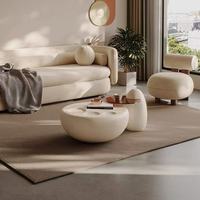 Cremeweißes Rundes Couchtisch-Set mit Katzenpfoten-Design aus FRP Fiberglas, Moderner Minimalistischer Wohnzimmer-Mitteltisch