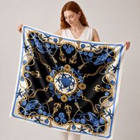 Écharpe carrée de luxe en pure soie de mûrier satinée pour femme, avec logo personnalisé, accessoire de sac à main, imprimé étoile de mer, foulards en soie de créateur