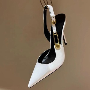 Sandales à talons aiguilles pour femmes, ornées de cristaux et de diamants, avec boucle métallique, style slingback, chaussures d'été élégantes - Product Image 6