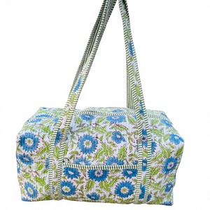 Cotton Quilted Duffle Tote Shoulder <b>Bag</b> Eco-Friendly Floral Print Washable <b>Overnight</b> Yoga Beach Boho Weekender Duffel <b>Bags</b> - Product Image 1