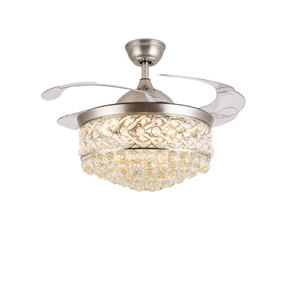Lampe de plafond à LED en cristal de luxe moderne pour la décoration intérieure Lustre rétractable 3 couleurs avec corps en cuivre pour chambre à coucher - Product Image 2