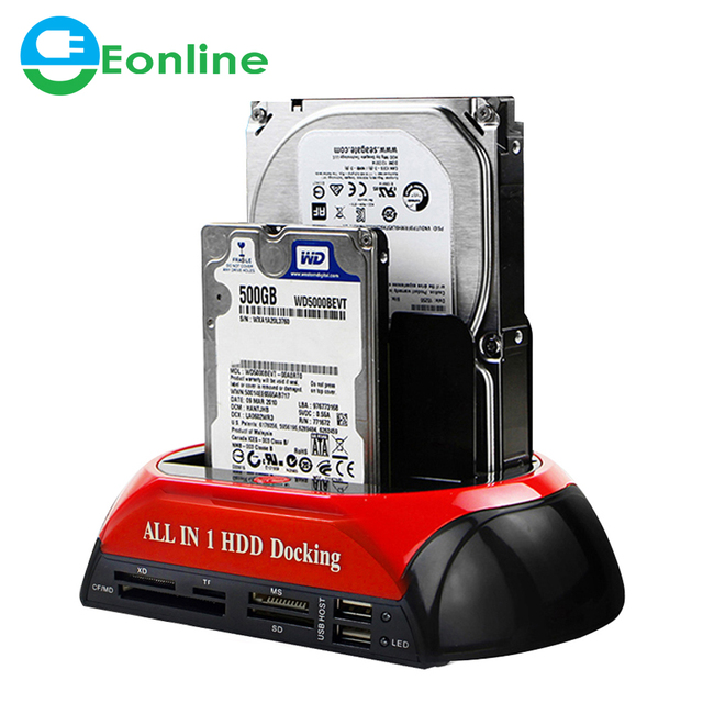 10 in 1 2 SATA USB3.0 Type C Dual External Hard Disk Drive 2.5/3.5 Inch Docking Station One Touch Backup H-DD SSD HUB Reader