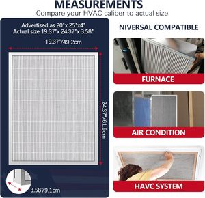 Filtre à air permanent LiTech MERV 8 20x25x4 plissé lavable en maille de fil d'aluminium électrostatique pour climatiseur, système CVC et foyer domestique - Product Image 2