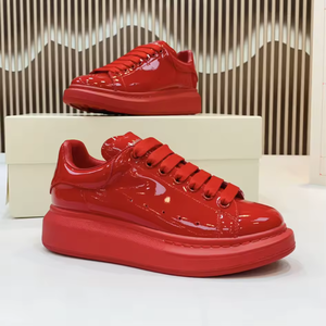 รองเท้าวิ่งหนังดีไซน์เนอร์คุณภาพสูง รองเท้าลำลองใส่สบายสำหรับผู้ชายและผู้หญิง พื้นหนา สีพื้น รองเท้าสไตล์เดิน - Product Image 5