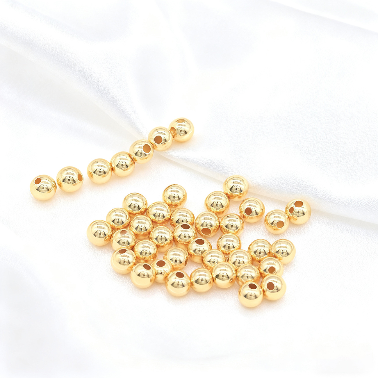 Color Retention Small Gold Plated Copper Alloy Beads Smooth Surface DIY Handmade Beaded Bracelet Jewelry Accessories Beads