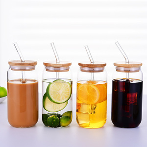 2024 nueva llegada americano 16oz esmerilado <span class=keywords><strong>cerveza</strong></span> transparente en forma de lata de Soda tapa de bambú paja sublimación café e - Product Image 4