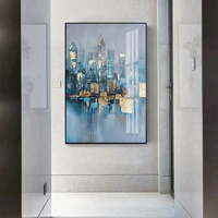 Peintures à l'huile sur toile personnalisées, style Art déco moderne, avec feuille d'or et tissu noir, impression numérique vive, fonction de suspension, pour hôtel