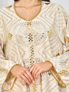 Robe d'été modeste pour femme 2026 de Dubaï, longueur cheville, respirante, à sequins, pour exportation transfrontalière, idéale pour les cérémonies musulmanes du soir - Product Image 6