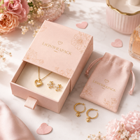 Boîte à bijoux de luxe personnalisée avec logo, pochette en velours, emballage cadeau pour collier et boucles d'oreilles, vente en gros