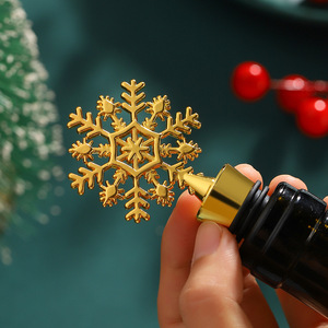 Christmas Snowflake <b>Wine</b> Stopper Zinc Alloy Golden Silver Holiday Party Bottle Seal - Product Image 4