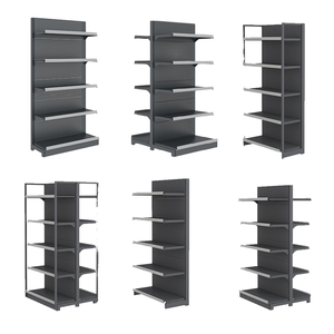 Estantería de supermercado de una o dos caras, góndola metálica de cuatro pilares, estantería de supermercado, estantería de madera para embalaje - Product Image 1