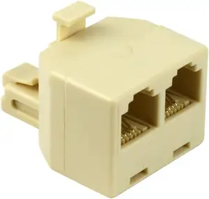 RJ11 Telephone Converter T-Adapter to Dual Jack 6P4C Dual Female Socket Adapter Splitter