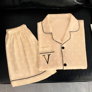 <span class=keywords><strong>Pigiama</strong></span> da donna primavera ed estate con stampa d'amore e simulazione di seta nuova <span class=keywords><strong>tuta</strong></span> da uomo a maniche corte Senior Sense of Homewear - Product Image 6