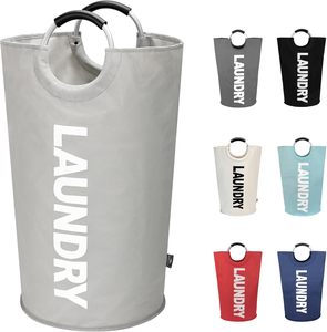 Oxford Fabric Laundry Hamper Clothes Laundry <b>Basket</b> with Aluminum Ring Handle - Product Image 1
