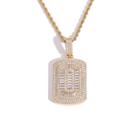 Tendance de la mode, pendentif hip-hop de style européen-américain pour enfants chrétiens, en cuivre et laiton, pierres en zircon, forme carrée
