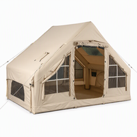 Tente de camping gonflable Zentopia 420D Oxford PVC à colonnes d'air 12m² Tente familiale Glamping quatre saisons Double porte Cheminée Montage rapide