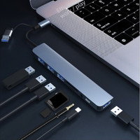 Doble cabezal 8 en 1 USB Dock Tipo C Hub USB3.0 Divisor multipuerto Estación de acoplamiento de aluminio