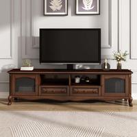 Meuble TV en bois massif de séquoia américain avec fonction de rangement, écologique, pour salon, chambre et hôtel