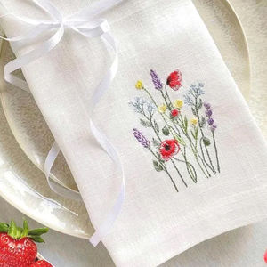 ผ้าเช็ดปากผ้าลินินสวยงามสำหรับรับประทานอาหารค่ำที่หรูหราลวดลายดอกไม้ปักลายดอกไม้สำหรับบ้านใน100% - Product Image 2