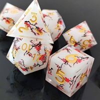 Magnifique ensemble de dés DND en résine époxy faits à la main, à bords tranchants, motif fleur de prunier, pour jeux de société Dungeons and Dragons
