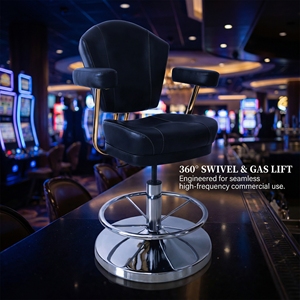 Silla de Póker Ajustable de Cuero Genuino - Taburete de <span class=keywords><strong>Bar</strong></span> Personalizable Más Vendido para Casino, Hogar, Hotel, Centro Comercial y Uso Comercial - Product Image 2