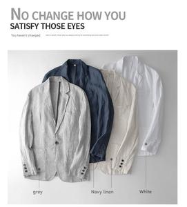 Completo Estivo da <span class=keywords><strong>Uomo</strong></span> in Cotone e <span class=keywords><strong>Lino</strong></span>, Giacca Larga con Protezione Solare, Set 2 Pezzi con Bottoni - Product Image 4