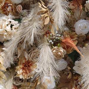 8x8ft décoration de mariage retrousser tissu fleur artificielle toile de fond tissu rideaux panneaux fleur mur - Product Image 4