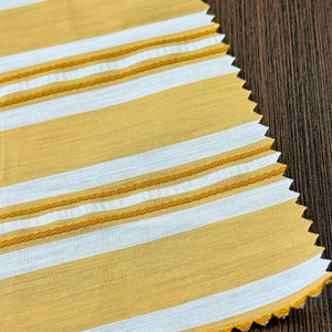 Nylon Cotton Sọc <span class=keywords><strong>Jacquard</strong></span> Dệt Vải Trọng Lượng Nhẹ Mềm Mại Thoáng Khí Màu Vàng Thời Trang Vải Cho Áo Sơ Mi Ăn Mặc Kidswear Dệt - Product Image 2