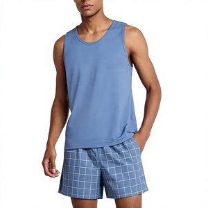 Ensemble gilet tricoté uni et short à carreaux pour homme avec poches 100% coton - Product Image 5