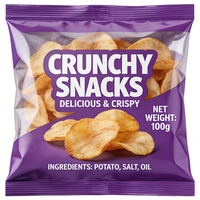 Emballage personnalisé pour chips de pommes de terre avec scellage arrière, faible MOQ, pour petites entreprises