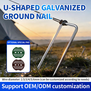 Piquets de jardin en acier en U à tête plate, à tige lisse, pour aménagement paysager, barrière, <span class=keywords><strong>couvre</strong></span>-<span class=keywords><strong>sol</strong></span>, tuyau d'irrigation, clous galvanisés - Product Image 1