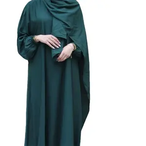 Ventes de points chauds Abaya vêtements traditionnels musulmans à capuche Robe de prière vêtements islamiques une pièce Jilbab attaché correspondant Hijab