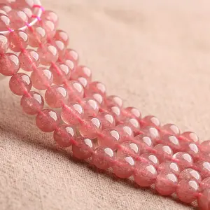 Natural Strawberry Quartz Loose Beads Crystal Healing Gemstone Amethyst Rose Quartz Carnelian Prehnite Loose Stone Beads Jewelry