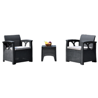 Ensemble de salon de jardin 4 pièces moderne en plastique, pour extérieur, assise profonde, imperméable, montage sans outils