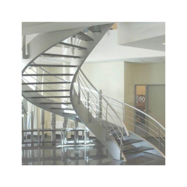 Prima Luxury Curved Stair Handrail with Solid Wood Top Rail Durable Indoor Aluminum Construction