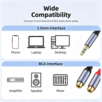 Câble audio 3,5 mm mâle vers double RCA femelle, cordon auxiliaire stéréo HiFi tressé, noyau en cuivre pour haut-parleur, home cinéma, lecteur MP3