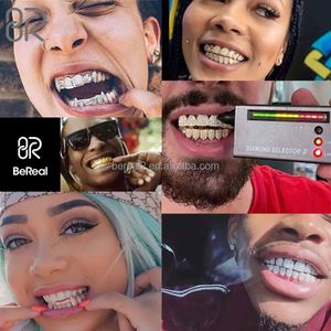 Estilo Hip Hop chapado en oro Moissanite Grillz Custom Round Brilliant Cut Vvs Diamond 925 Silver Grilliz para dientes - Product Image 4