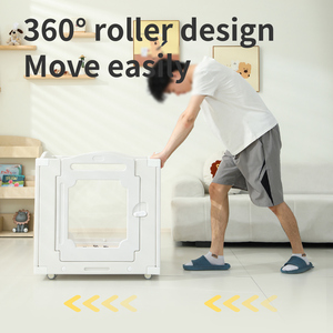 Mobile Pet <strong>Fence</strong> with Wheels <strong>Dog</strong>-friendly Modular Anti-slip Stable Flexible Buckle Indoor Visual Playpen for <strong>Dog</strong> Pets - Product Image 2