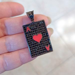 Collana ghiacciata con ciondolo in stile <span class=keywords><strong>asso</strong></span> di cuori in Moissanite colore VVS argento Sterling 925 personalizzato con ciondolo collana con ciondolo Rapper Hip Hop - Product Image 3