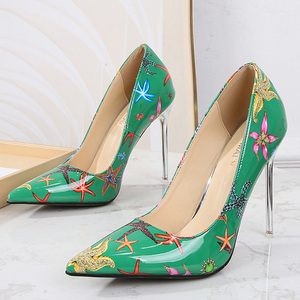 Zapatos de Tacón Alto Extremo Talla Grande 46 para Mujer, Zapatos de Tacón Delgado con Estampado, Sandalias de Vestir con Tacón de Aguja Coloridas y Anchas - Product Image 4