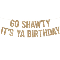 Décorations de fête d'anniversaire de style européen et américain, bannière dorée scintillante avec texte de meme hip-hop, drapeau suspendu pour fête d'anniversaire