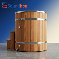 Baignoire de trempage à froid en cèdre rouge, baignoire de récupération en bois pour thérapie par le froid, avec revêtement en acier inoxydable, spa extérieur bien-être