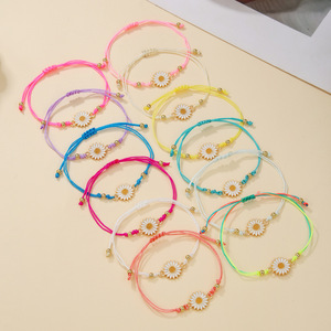 Fashion <b>String</b> <b>Bracelets</b> 12-Piece Colorful Woven Set With Sunflower Pendant Unisex Jewelry Gift - Product Image 2