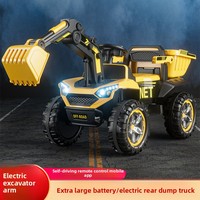 Excavatrice et VTT électriques en plastique pour enfants, excavatrice extra-large télécommandée, jouet à conduire pour garçons de 1 à 8 ans