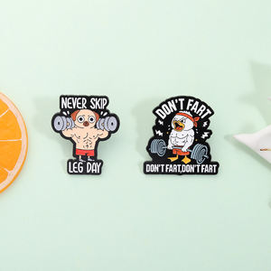 Broches de Esmalte con Humor de Gimnasio, Perro y Pato, Nunca Dejar de Entrenar las Piernas, Meme de Fitness, Joyería Divertida para el Uso Diario de los Amantes del Ejercicio, Venta al por Mayor - Product Image 2