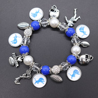 Pulseras con Colgante de Béisbol Personalizables al por Mayor, Pulseras Elásticas con Cuentas de 32 Equipos de Fútbol Americano, Modernas y Deportivas para el Día del Partido o Uso Diario