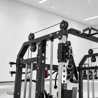 Machine Smith Commerciale Robuste Tout-en-un avec Cage de Musculation, Entraîneur Fonctionnel, Pile de Poids Intégrée, Crossover par Câble et Lat Pulldown