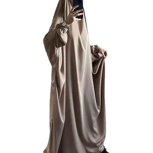 最新穆斯林妇女祈祷礼服与盖头迪拜伊斯兰头顶长阿巴亚与盖头穆斯林斋月阿巴亚